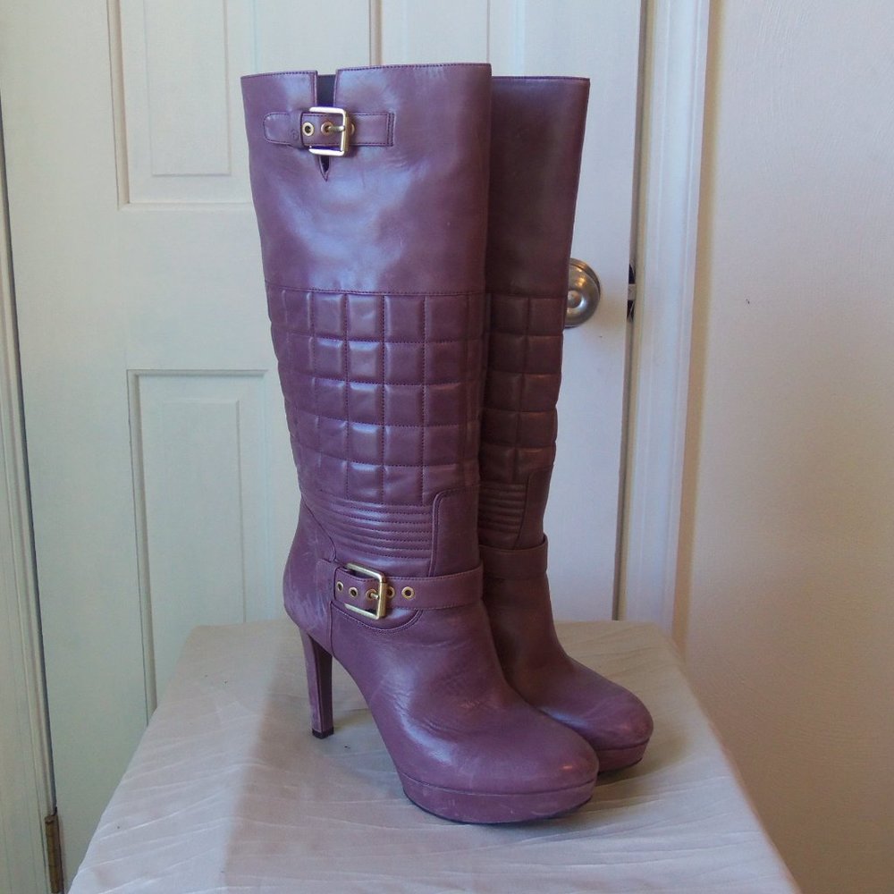 Rockport Janae Purple Quilted Leather Tall Boots sz 9